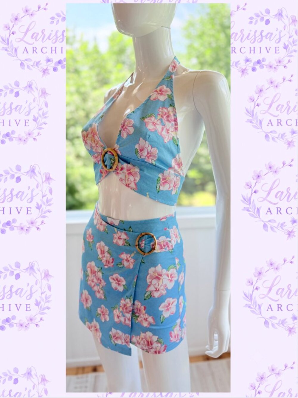 dELiA*s by Dolls Kill | "Long Hot Summer" Hibiscus Two-Piece Set | Size XS - Picture 3 of 16